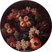 unknow artist A still life of peaches and plums in a glass bowl,grapes,a melon and a pomegranate china oil painting image